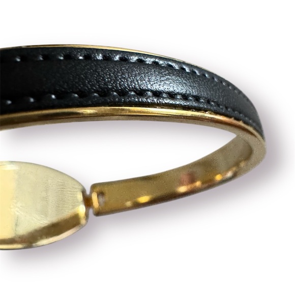 🛍️SALE🛍️ Anframa® Damascene Gold & Leather Geometric Design Skinny Bangle - Picture 10 of 10